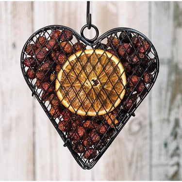 Wire Mesh Heart w Orange Potpourri - The Fox Decor
